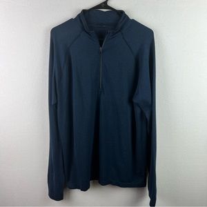 Lululemon Mens Shirt Large Blue 1/4 Zip Exercise Long Sleeve Stretch Performance